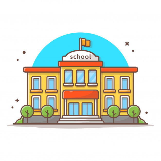 学校教学楼建筑卡通矢量插画矢量图素材